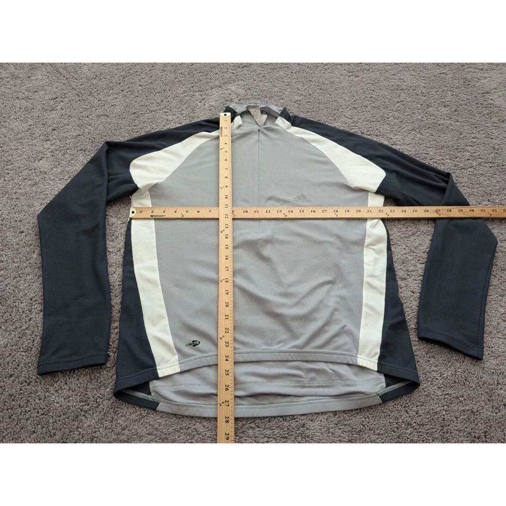 Adidas Cycling Jersey Mens Extra Large Gray Long Sleeve 1/2‎ Zip Biking